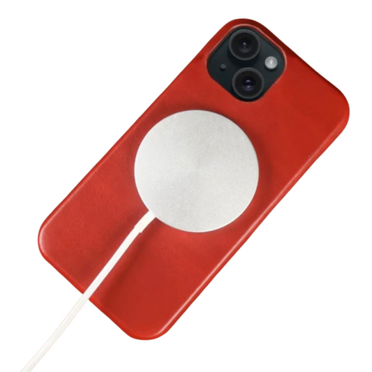 Premium Leather iPhone Case (Magsafe Compatible) - RED